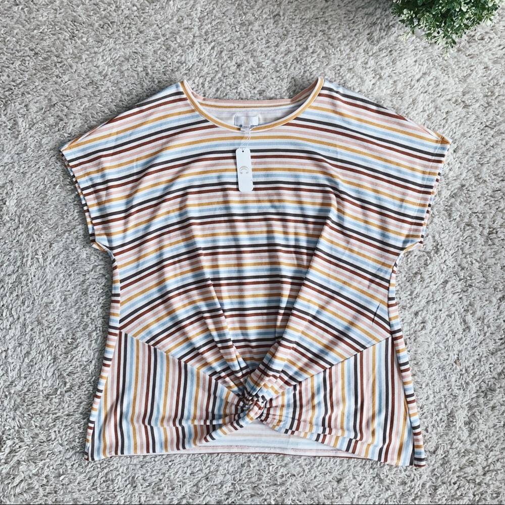 (NWT) Vintage Boho Striped Front-Knot Top